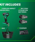 18V MultiVolt Brushless Impact Driver Kit With 2 Batteries Charger Quick Change Quarter Inch Chuck Compact Lightweight High Torque