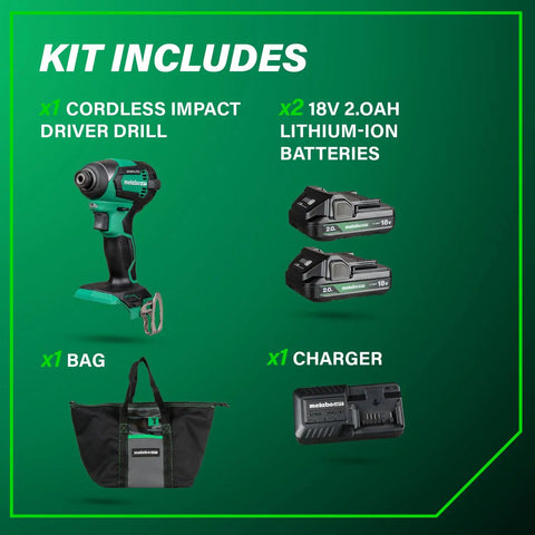 18V MultiVolt Brushless Impact Driver Kit With 2 Batteries Charger Quick Change Quarter Inch Chuck Compact Lightweight High Torque