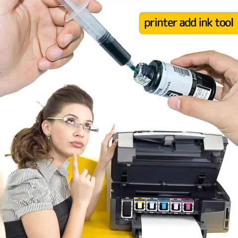 Pro Grade Glue Applicator Syringe Set With Blunt Tip Needles And Caps For Liquid Glue Ink Perfume Lip Gloss Making in use with printer ink