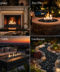 Onyx Black Fire Glass Rocks Half Inch High Luster Reflective Tempered Glass for Fire Pits and Fireplaces Indoors or Outdoors