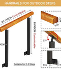 Rock Solid Outdoor Wooden Handrail For 1 To 3 Steps Hella Strong Wall Mount Banister, customizable height, durable wood, 85/95CM tall.