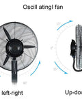 Oscillating Heavy Duty Misting Floor Stand Fan With Wide Angle Sweep And Adjustable Height for cooling in all directions.