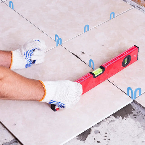 Installing tiles with Tile Leveling System Spacers 1 16th Inch Horseshoe Shims U Shape Clips For Marble Porcelain Ceramic Tiles