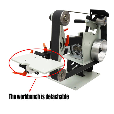 Kickass Pro Series Bench Belt Sander And Knife Grinder With Variable Speed Control and detachable workbench for convenience.