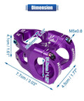 Purple CNC Aluminum 35mm Mountain Bike Stem for 1-1/8 Inch Steering Tube, 7.7x4.5x4.1 cm dimensions visible