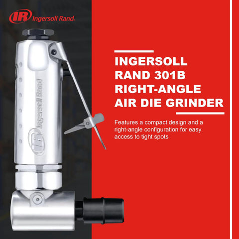 Ingersoll Rand 301B right-angle air die grinder, 1/4-inch, aluminum housing, side view.