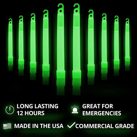 Military Grade Glow Sticks Green 6 Inch Emergency Light Sticks SnapLight 12 Hour Duration Bulk Pack Of 20 Chem Lights
