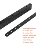Built Tough Heavy Duty Mending Plates Black Corner Brackets 10 Inch for fixing wooden furniture, rust proof steel with 8 holes.