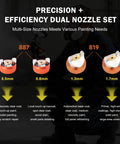 Premium Hvlp Air Spray Gun Kit Featuring Dual Precision Nozzles For Automotive Painting showcases 4 multi-size nozzles for diverse applications.
