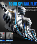 Four Spiral Flute M35 Cobalt Step Drill Bit Set One Quarter Inch Shank Three Piece Kit With Thirty Size Steps diagram