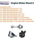 Heavy Duty Engine Motor Mount Kit For Hyundai Seltos And Elantra showing compatible parts for 2017-2022 models.