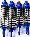 Blue Aluminum BigBore Shocks For 4x4 And 2WD Trucks And SUVs Front And Rear Adjustable Suspension Shown In Set Of Four