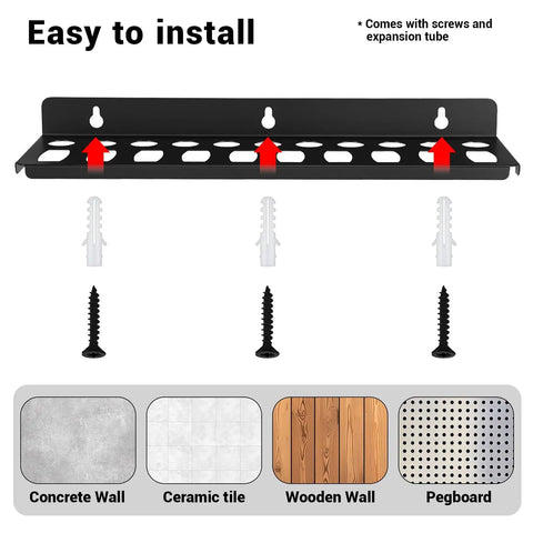 Installation guide for Wall Mount Metal Tool Organizer Rack For Garage Workshop Home Shed Holds Screwdrivers Pliers Wrenches Hammers