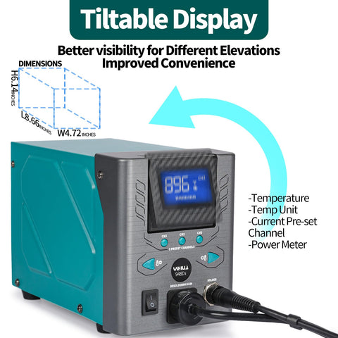 High Power 110W Desoldering Station With ESD Safe Build, Temperature Control, Adjustable 716 To 896 F, Tiltable Display