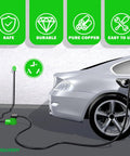 Beefy 50 Foot 3 Prong Dryer Extension Cord Fits 30 Amp NEMA 10 30P To 10 30R For Level 2 EV Charging connected to car