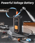Cordless Tire Inflator Portable Air Compressor With Dual Power And 5400 mAh Battery, inflating car tire graphic display