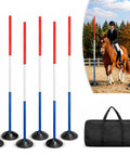 Six 6-Foot Adjustable Pole Bending Poles For Horses And Pups, Dope Heavy Duty Equestrian Agility Gear, with round bases and storage bag