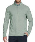Mens Quarter Zip Performance Pullover For Golf And Everyday Wear in green heather, featuring breathable moisture-wicking stretch fabric.