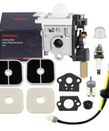 Image of SRM 266T Carburetor Replacement Kit With Air Filter And Fuel Line For SRM 266 Series Trimmers And PPT 266H Pole Pruner. Includes carb, gaskets, air filters, primer bulb, and fuel lines displayed.