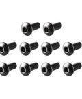 Rock Solid Button Head Hex Socket Cap Screws M2.5x6mm Thread 10.9 Grade Black Alloy Steel Hefty 100 Pack visible in a 10-pack layout.