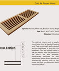 8x16 Inch Red Oak Hardwood Register Cold Air Return Wall Vent Unfinished Solid Wood HVAC Duct Grille