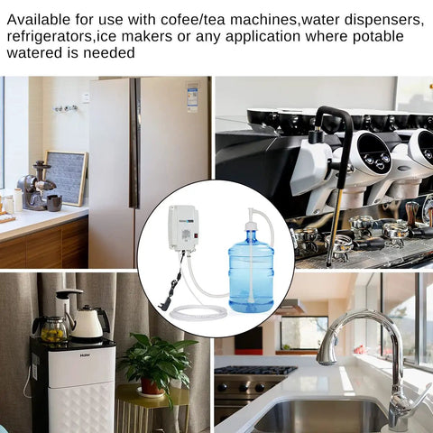5 Gallon Bottled Water Pump System with 25W Electric Dispenser, Single-Tube Design for Coffee Makers, Refrigerators, Ice Makers, and Faucets, Easy Setup, Backflow Prevention, Safe Food-Grade Materials