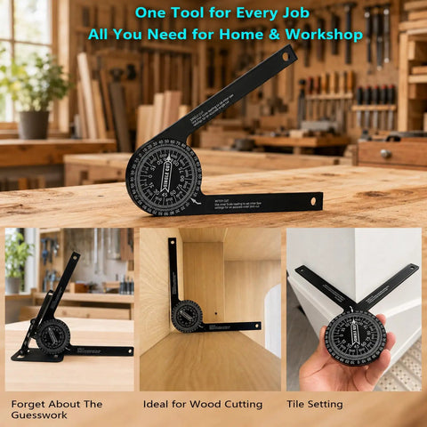 Heavy Duty 7 Inch Miter Saw Protractor Angle Finder With Dope Precision Laser Engraved Scales for precise angle measurements.