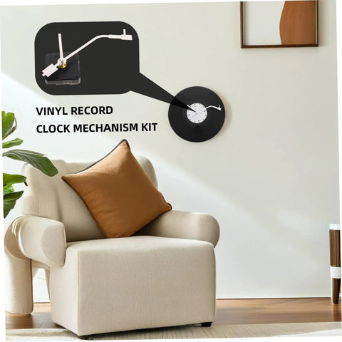 Vinyl Record Clock Replacement Parts Kit with Movements, Hands, Long Shafts and Couch for DIY Repair
