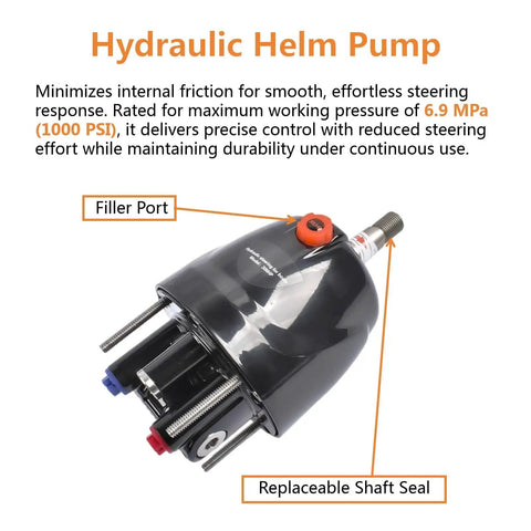 Outboard Boat Steering Kit With 13.5 Inch Aluminum Wheel 18 Foot Hoses And 6.9 MPa 1000 PSI PSI Helm Pump Built Tough
