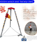 Tough As Nails Heavy Hitter Manual Emergency Rescue Tripod Winch 2600 Lbs Capacity with safety belt and aluminum legs.