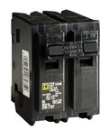 HOM230 Two Pole 30 Amp 120 240 Volt AC Miniature Circuit Breaker for Homeline Panels, front view, black finish