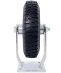 8 Inch Pneumatic Caster Wheel With Rigid Plate Mount, Beefy Steel Hub And Ball Bearings, Five Eighths Inch Bore, front view