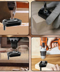 Self Centering Woodworking Drill Guide For Precise Mortise Positioning Handheld Drill Locator with 8 Hole Sizes in use