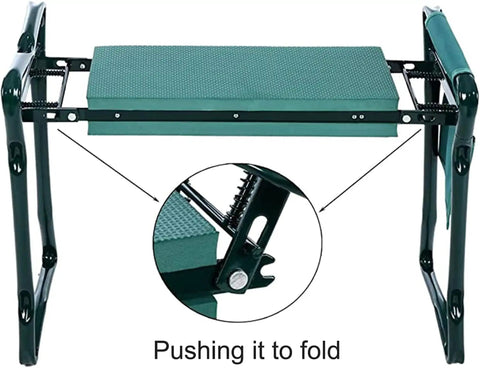 Garden Kneeler And Seat Heavy Duty Folding Bench With Thick Kneeling Pad And Removable Tool Pouch for outdoor lawn care