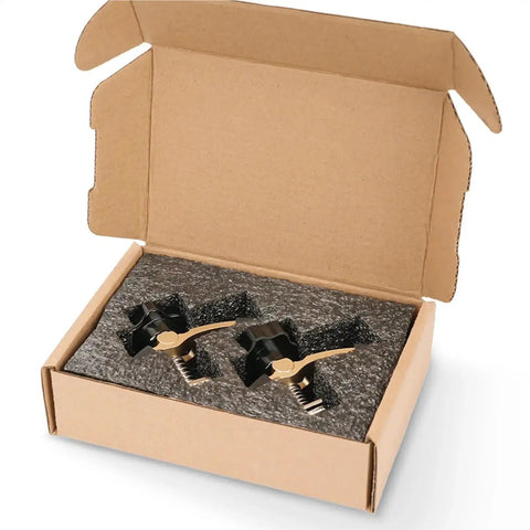 Open box with Two Pack Router Table Clamps T Track Hold Down Fixtures For Engraving Machines Milling Saws Drill Presses Woodworking.