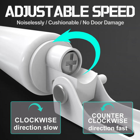 Close-up of the Heavy Duty Storm Door Closer With Hold Open Feature For Medium To Heavy Doors, White Finish, Adjustable Speed