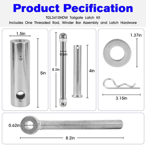 Product Specification for Heavy Duty Dump Trailer Tailgate Latch And Truck Tailgate Lock Bolt On Direct Fit Replacement For TGL3410HDW TGL34SBR.