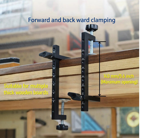 Heavy Duty Stainless Steel Desk C Clamp With A Roomy Wide Throat And Smooth Fine Tune Knob showing maximum 143mm opening.