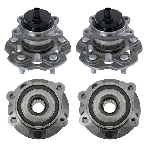 4 Piece Front And Rear Wheel Bearing And Hub Assembly Set For 2012 2017 Toyota Prius V Direct Fit Replaces Worn Hubs