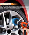 Using Five Piece Car Wheel Hub Drill Buffing Sponge Pads Kit With Three Inch Shank Polishing Pads on silver car wheel