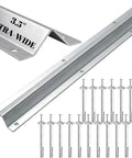 Beefed Up Heavy Duty Wide V Track Ground Track Kit For Sliding Gates 3.5 Inch Width Fits 4 And 6 Inch V Groove Wheels Galvanized Steel Ground Track For Driveways Warehouses And Industrial Gates with mounting screws and extra-wide label