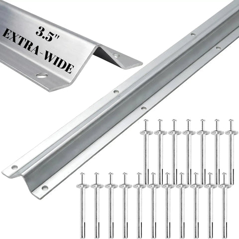 Beefed Up Heavy Duty Wide V Track Ground Track Kit For Sliding Gates 3.5 Inch Width Fits 4 And 6 Inch V Groove Wheels Galvanized Steel Ground Track For Driveways Warehouses And Industrial Gates with mounting screws and extra-wide label