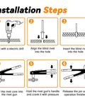 Installation steps for using Go-To 900 Pcs Black Pop Rivets Assortment Kit With Washers For Metal And Automotive Projects.