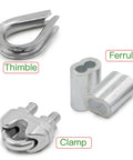Heavy Duty M6 Hook And Eye Turnbuckle Set With 304 Stainless Steel Hardware Includes M3 Thimbles Wire Rope Clip Clamps And Wire Rope Sleeves for durability