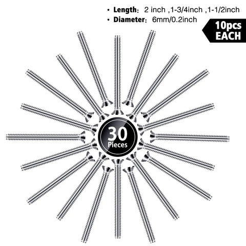30 Pack Extra Long Electrical Outlet Screws In Mixed Sizes 1.5 Inches arranged in a circular pattern with varied lengths.