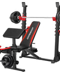 Beefy 900 Lbs Weight Bench Set With Squat Rack For Home Gym, Preacher Curl, Leg Extension And Bench Press, Steel Frame
