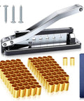 Beefed-Up Bench Hose Crimper Kit With Five Dies And 100 Ferrules For 1/4, 5/16, 3/8 Inch Hoses Pro Grade For Rubber, PVC And Air Hoses