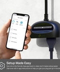 Outdoor Smart Plug 2 Pack With Independent Dual Outlets IP64 Weatherproof 15A Per Outlet Long WiFi Range setup via app