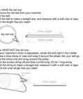 Instructions for measuring length of 4 Pack MB Series Standard Sewing Machine Belts MB 350 Motor Drive V Belt