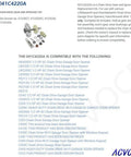 Diagram and list of compatible models for Replacement Gear And Sprocket Kit For 1/3 To 1/2 HP Chain Drive Garage Door Openers